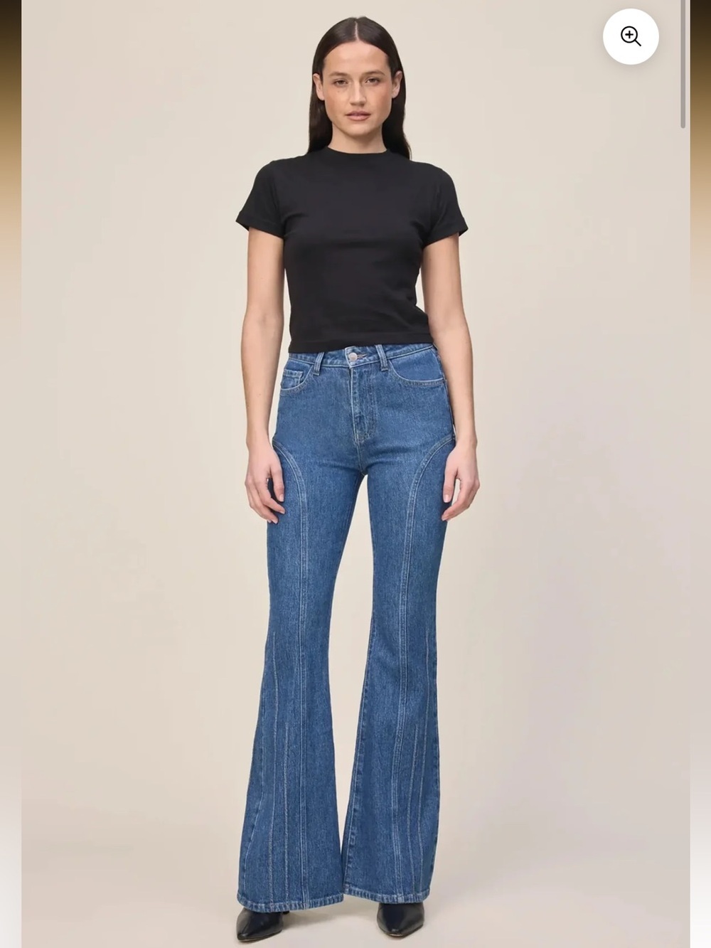 Warp + Weft Mia Miami Flare Jeans in Pacific Wash